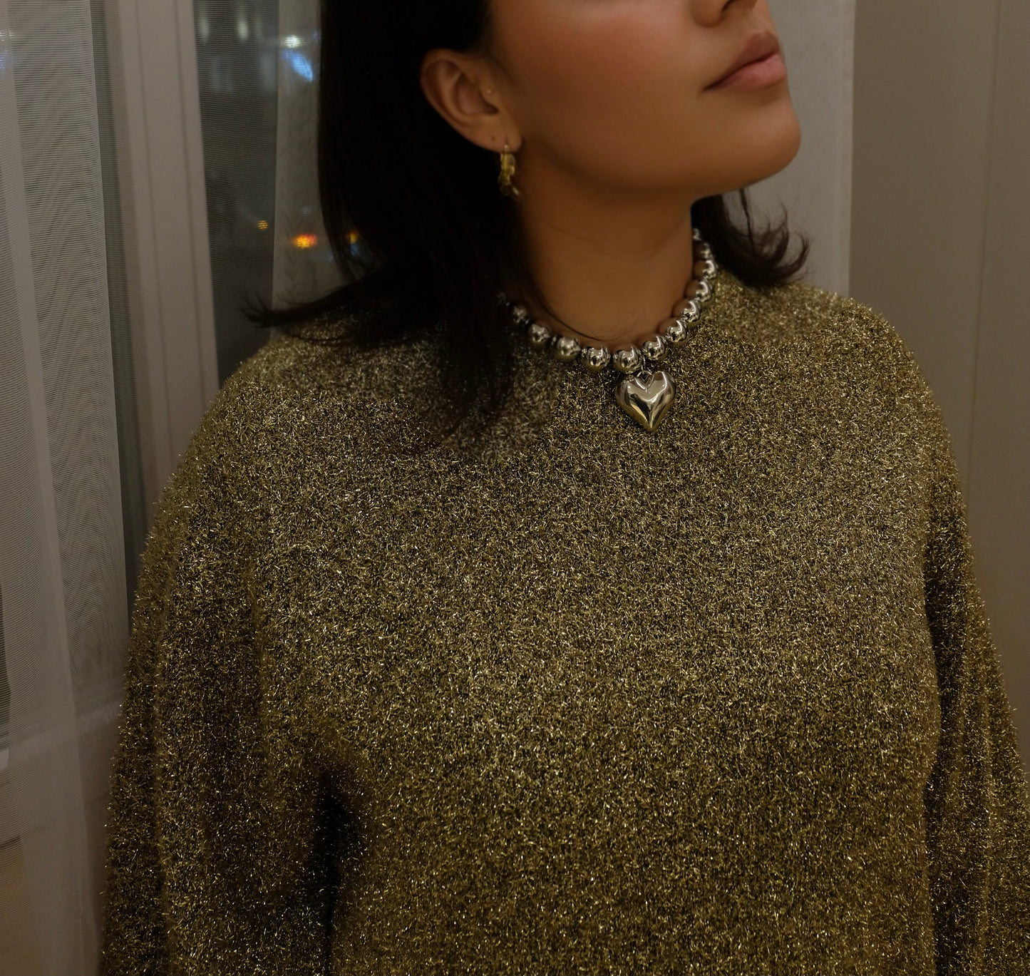 Elegant Gold & Silver Heart Necklace