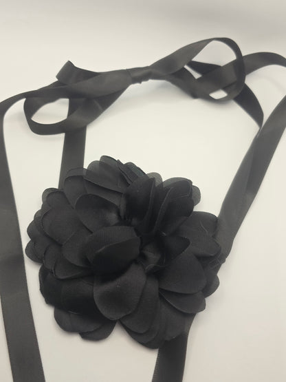 Elegant Black Satin Flower Accessory