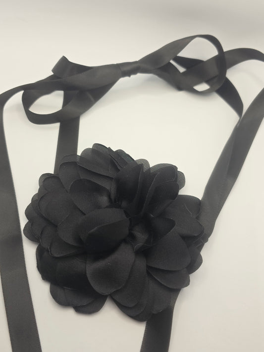 Elegant Black Satin Flower Accessory