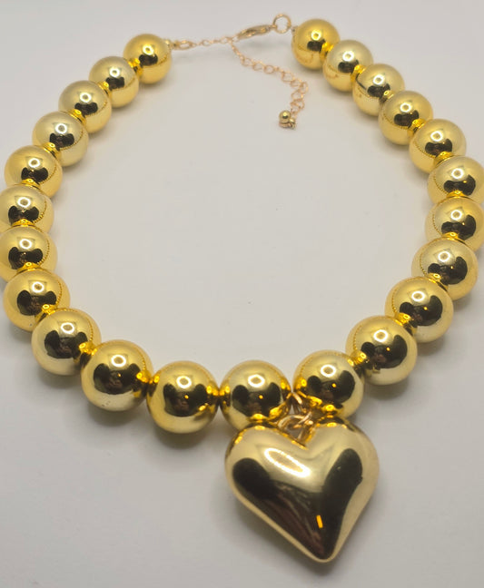 Elegant Gold & Silver Heart Necklace