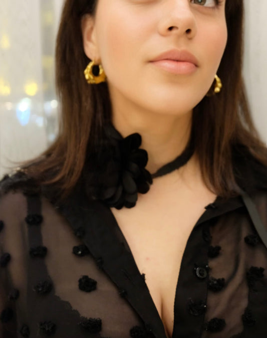 Elegant Black Satin Flower Accessory