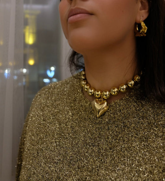 Elegant Gold & Silver Heart Necklace