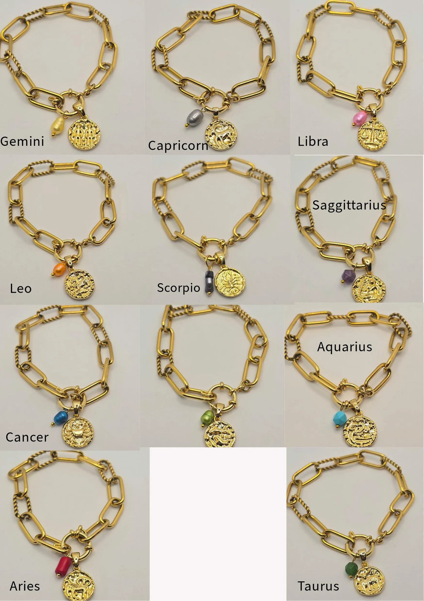 Zodiac Sign & Colour Charm Bracelet