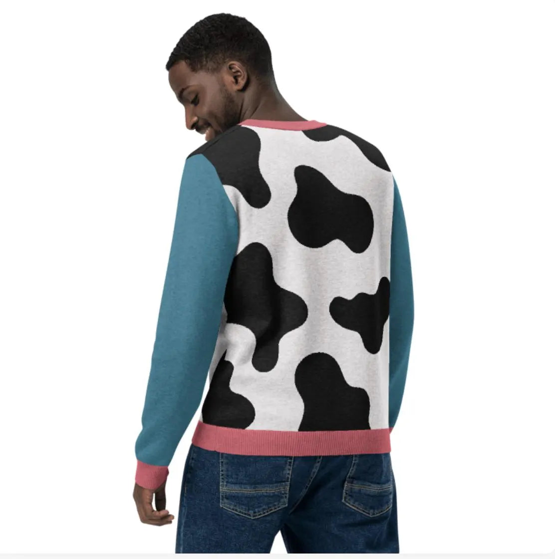 Knitted Cow Print Sweater